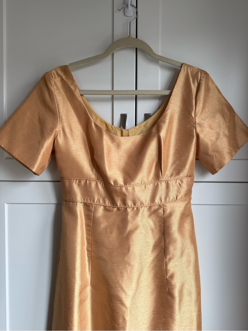 100% Silk Vintage Empire Gold Dress Tamem Michael | Size 14 - Picture 5 of 5